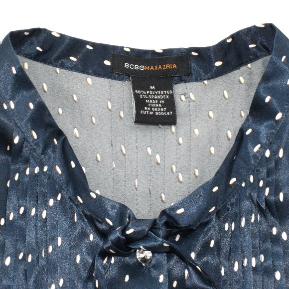 BCBGMaxAzria Navy Polka Dot Blouse M - Picture 5 of 7